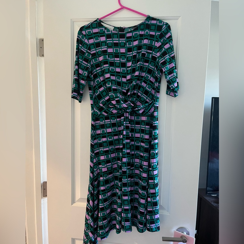 Flattering Midi Retro Purple Turquoise Black Pattern